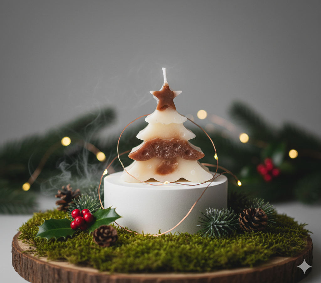 Festive Evergreen Scented Candle - Cinnamon & Vanilla Blend